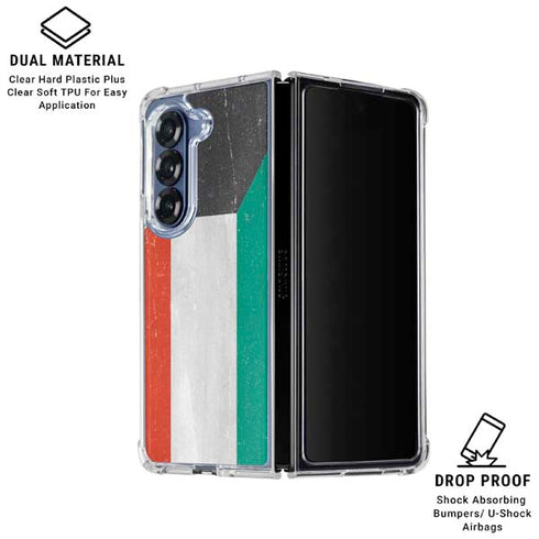 Kuwait Flag Distressed Galaxy Z Fold6 Clear Case